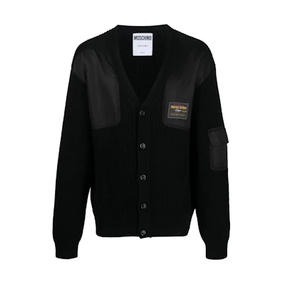 MOSCHINO Black V-Neck Single-Breasted Knit Cardigan Long Sleeve A0916-5203-0555