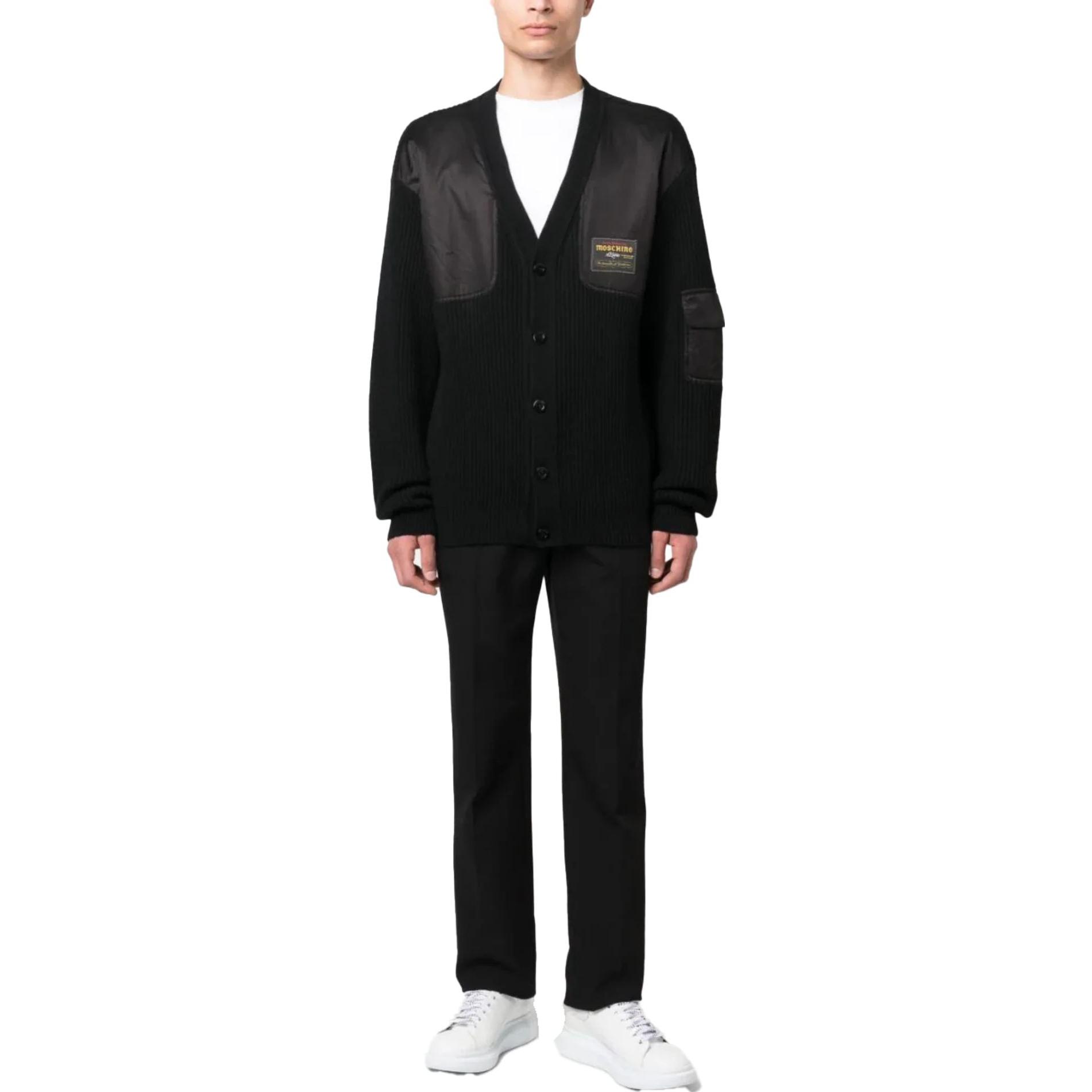 Lookbook モスキーノ ブラック Vネック シングルブレスト ニットカーディガン 長袖 A0916-5203-0555