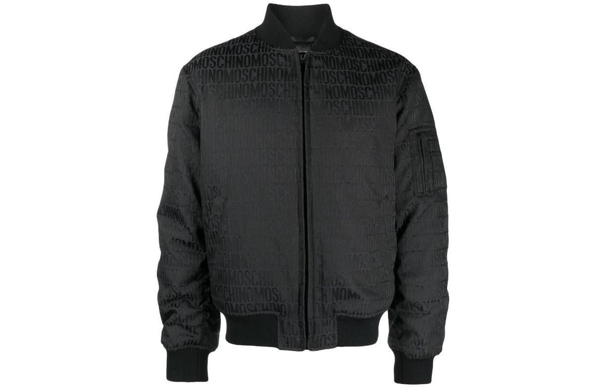 Order MOSCHINO Chaqueta Negra con Cremallera y Estampado de Letras Cuello Alto. 06107615A0555