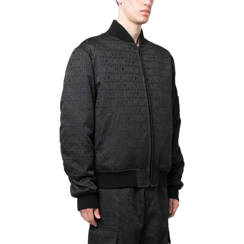 Purchase MOSCHINO Chaqueta Negra con Cremallera y Estampado de Letras Cuello Alto. 06107615A0555