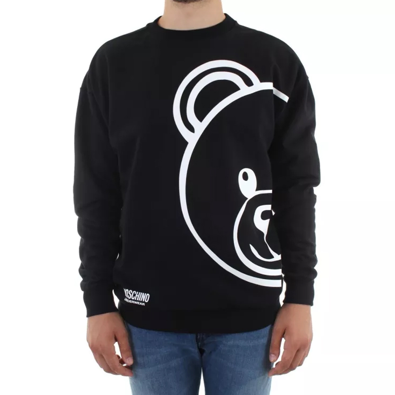 Shop MOSCHINO Baju Peluh Hitam Grafik Kartun Kepala Beruang A1716-8111-0555