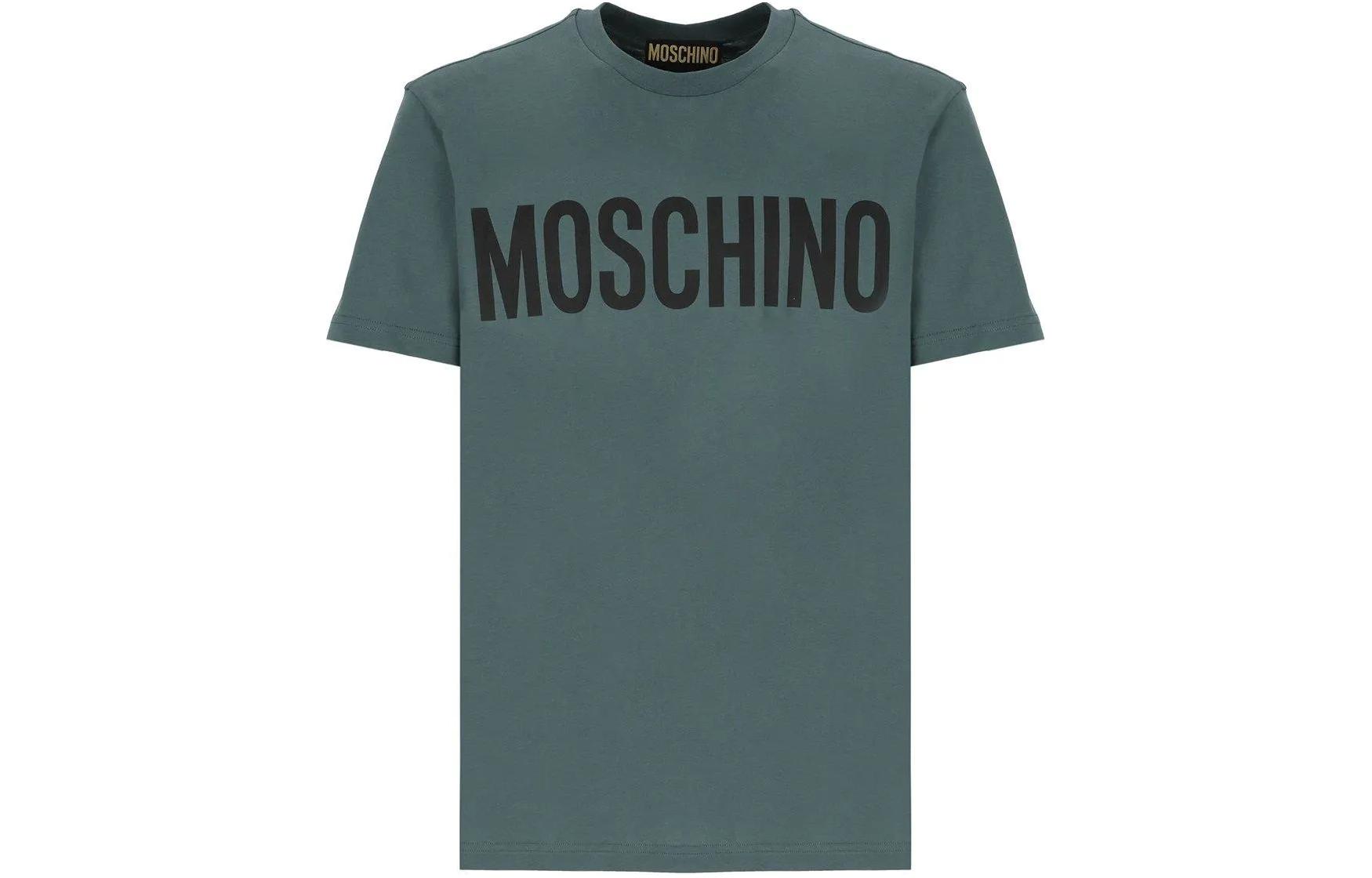 Moschino  Green Crewneck Letter Print Short Sleeve T-Shirt A0701-2041-1441