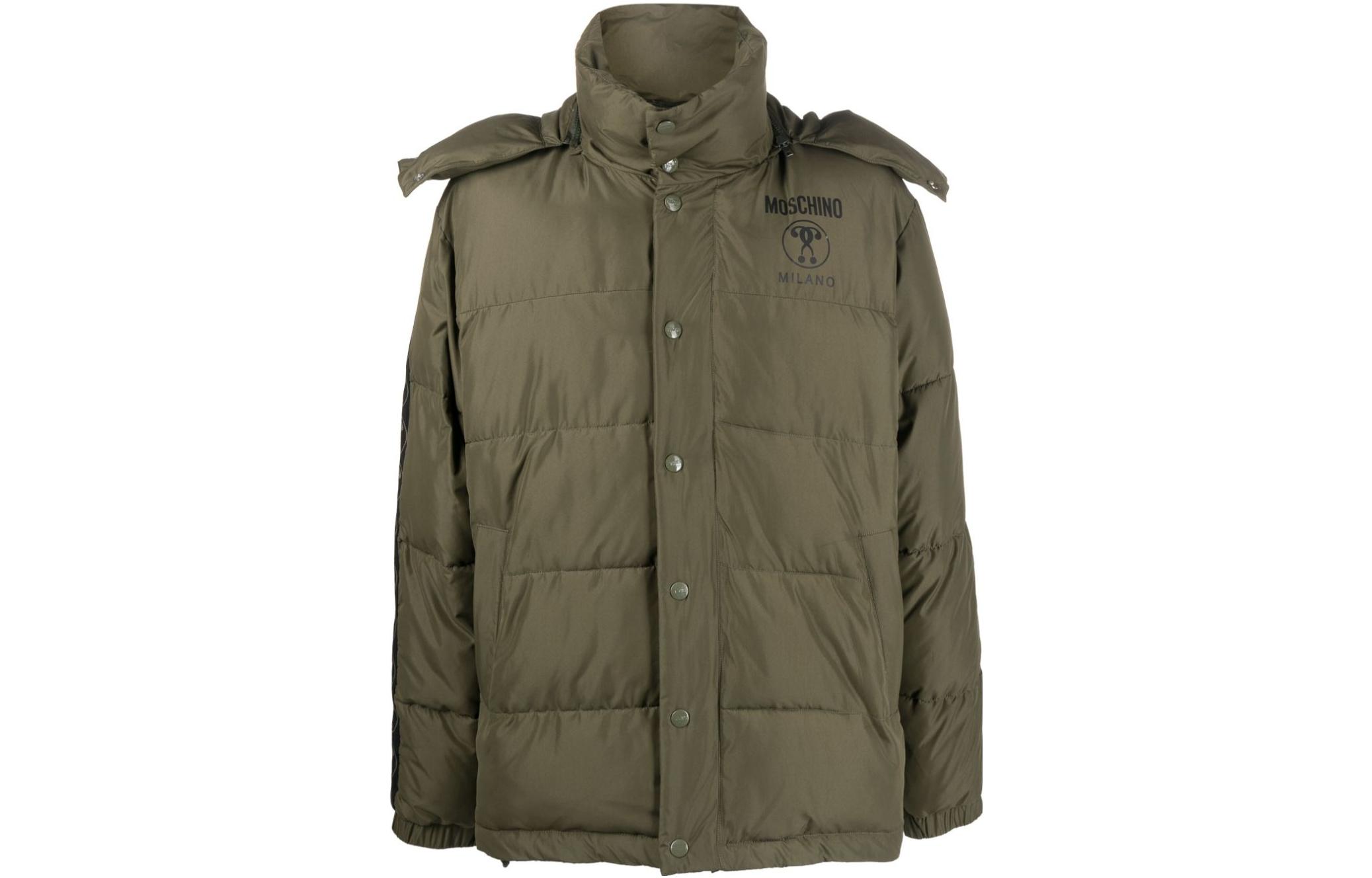 Order MOSCHINO Chaqueta Verde Acolchada con Capucha Desmontable y Logo. A063470171427