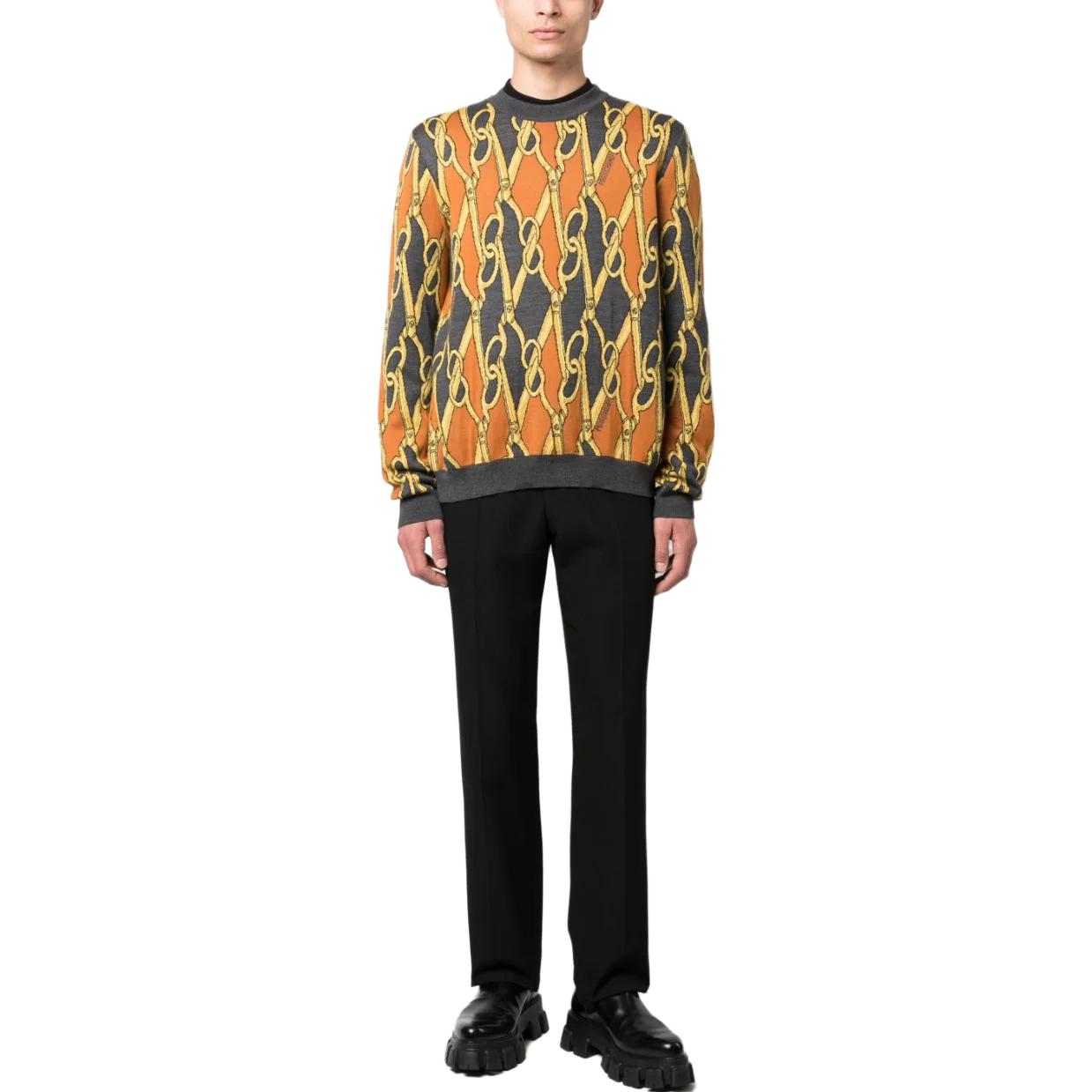 Lookbook モスキーノ ルーズフィット クルーネック グラフィックプリント 長袖セーター マルチカラー A09025201