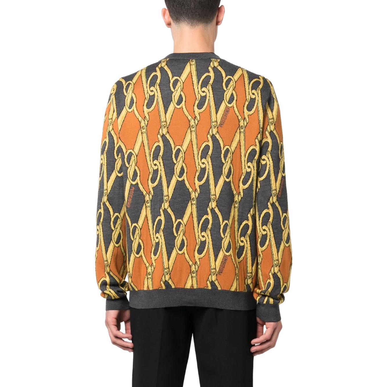 Shop モスキーノ ルーズフィット クルーネック グラフィックプリント 長袖セーター マルチカラー A09025201