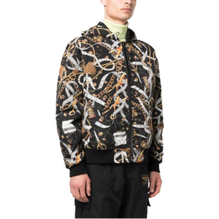 Shop MOSCHINO 寬鬆版型花卉拉鍊連帽外套 J0604-5255-2555