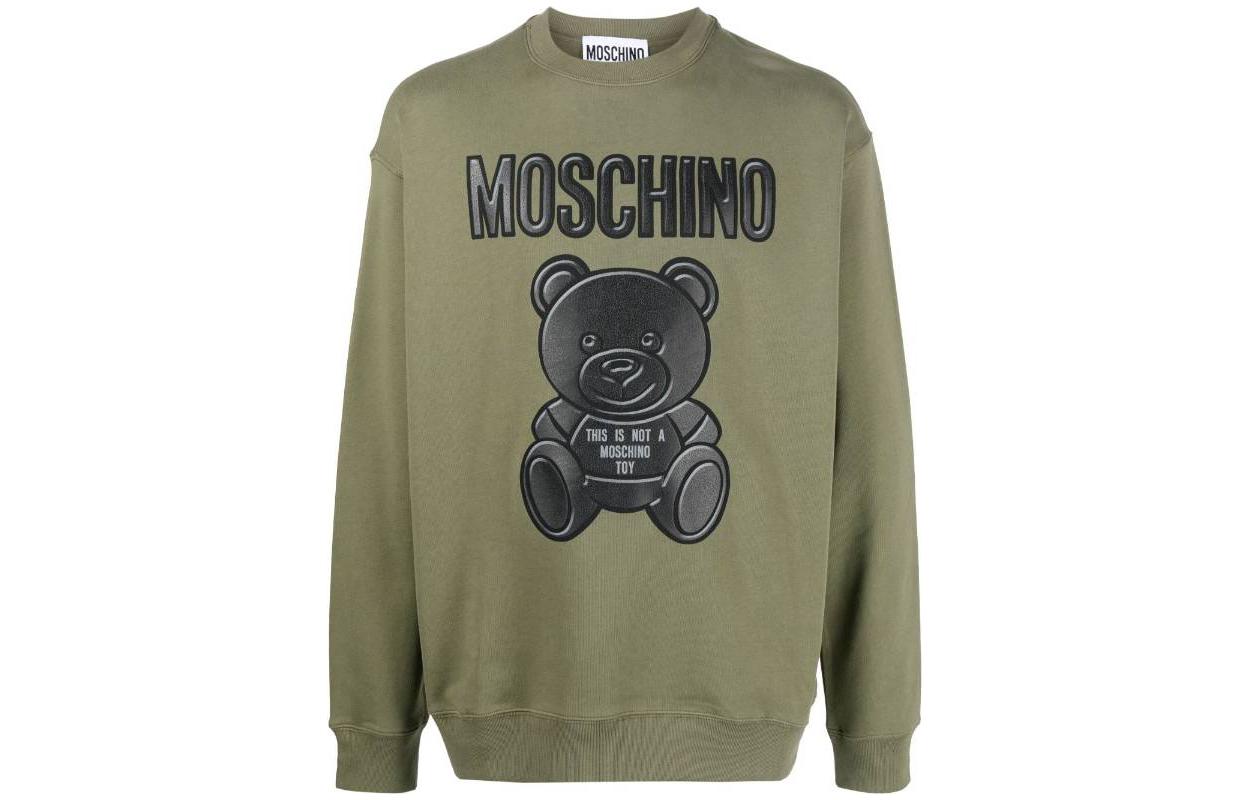 MOSCHINO  Loose Fit Green Crewneck Sweatshirt with Animal & Letter Design. V1713-7028-1427