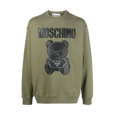 MOSCHINO Loose Fit Green Crewneck Sweatshirt with Animal & Letter Design. V1713-7028-1427