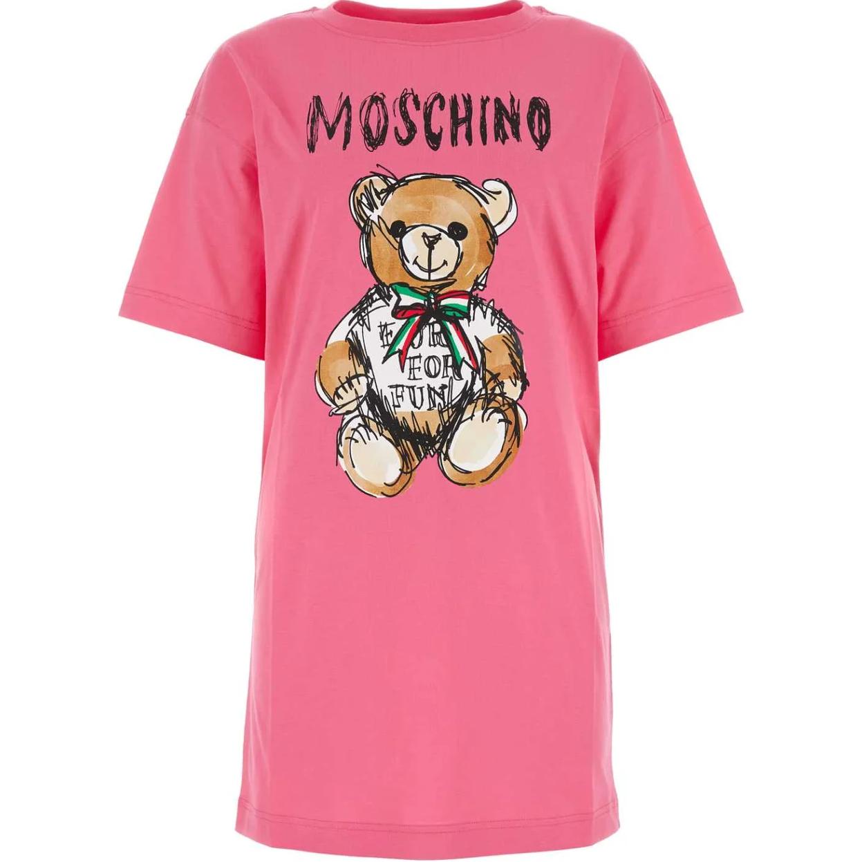 MOSCHINO  Pink Short Sleeve Animal Print Loose Fit Mini Dress. V0452-0541-1208