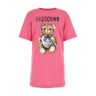 MOSCHINO Pink Short Sleeve Animal Print Loose Fit Mini Dress. V0452-0541-1208