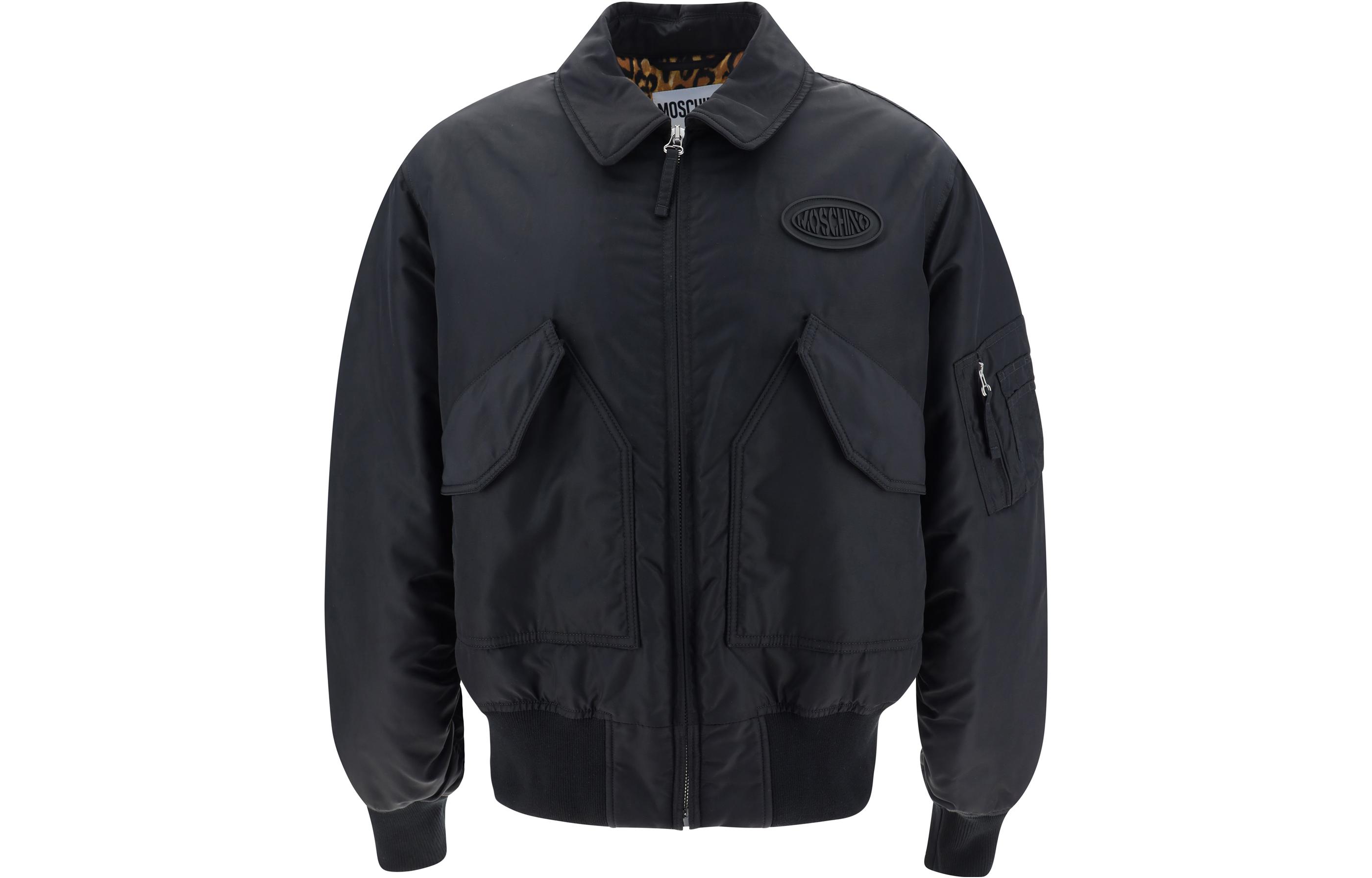 Order MOSCHINO Chaqueta Negra Casual con Cremallera y Escote Cuadrado. 06027015A0555