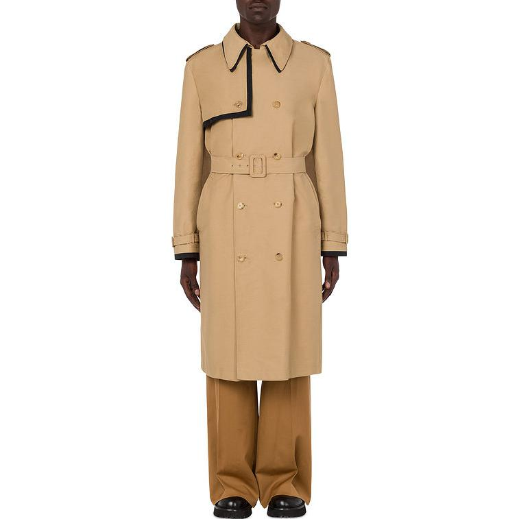 MOSCHINO  Solid Double-Breasted Canvas Lace-Up Trench Coat Khaki. AEF231ZRA06312014 圖 3