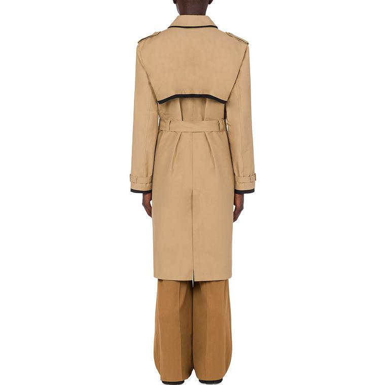 MOSCHINO  Solid Double-Breasted Canvas Lace-Up Trench Coat Khaki. AEF231ZRA06312014 圖 4