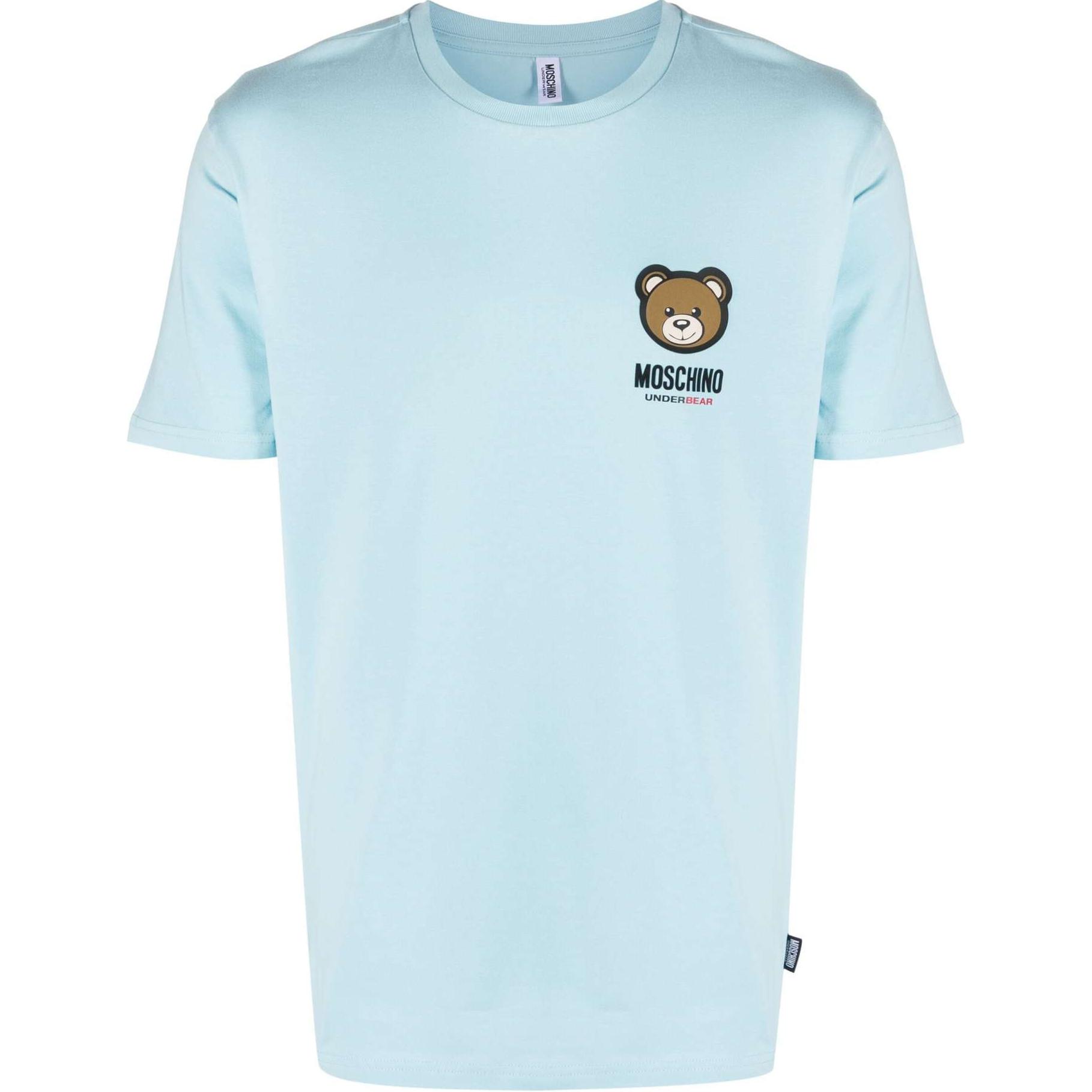 Order MOSCHINO 藍色伸縮棉質圓領T恤。 A07884410-BLUE