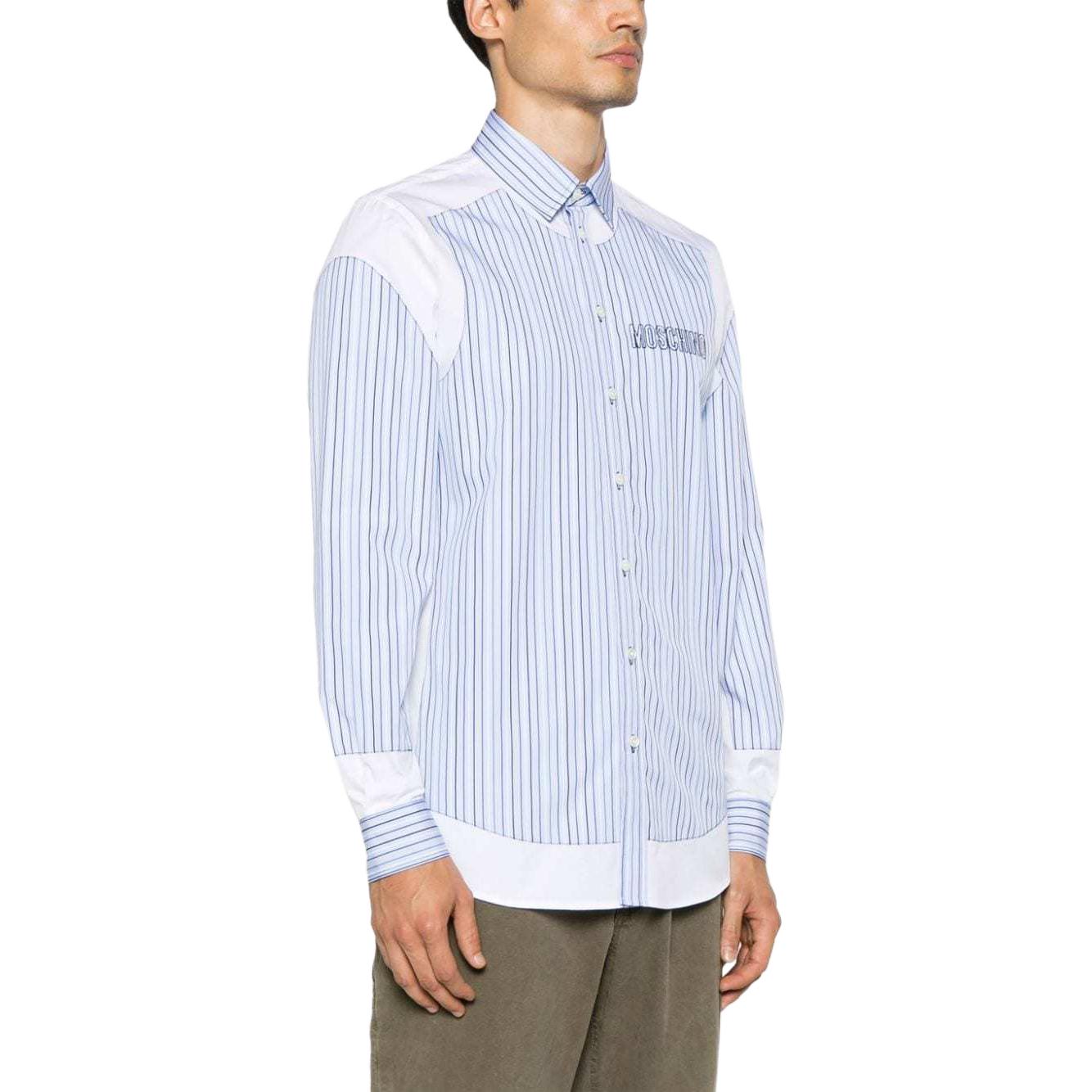 Purchase 모스키노 스트라이프 로고 자수 긴팔 셔츠 - 블루 J0217-5235-3001