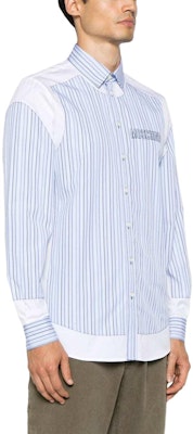 모스키노 스트라이프 로고 자수 긴팔 셔츠 - 블루 J0217-5235-3001 Purchase 모스키노 스트라이프 로고 자수 긴팔 셔츠 - 블루 J0217-5235-3001