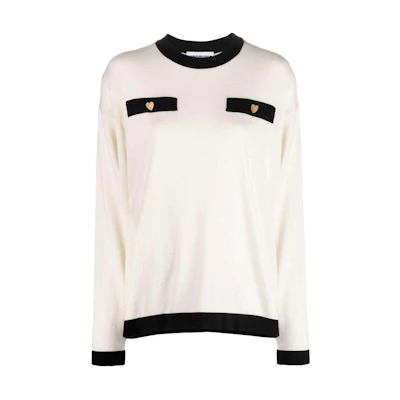 MOSCHINO Two-Tone Straight Hem Sweater Ivory White A0925-5400-2002