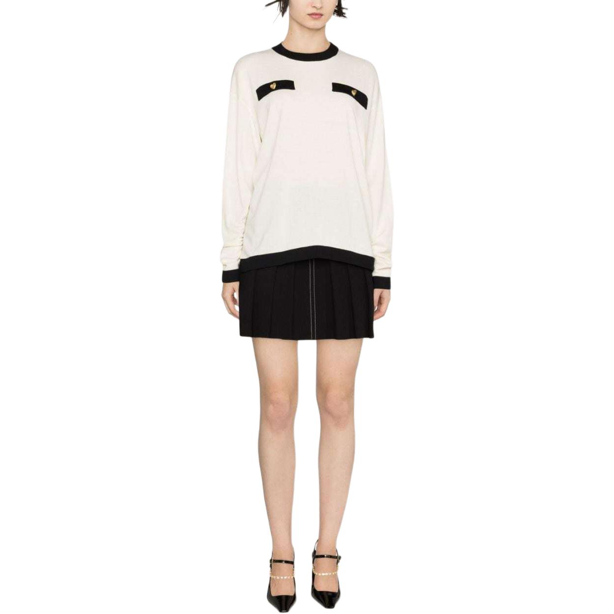 Lookbook MOSCHINO 雙色直筒下擺針織衫 象牙白 A0925-5400-2002