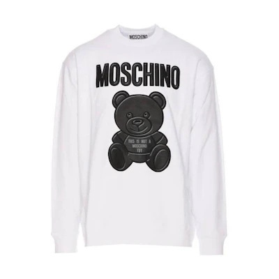 Moschino White Crewneck Logo Print Long Sleeve Sweatshirt. 171370281001