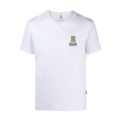 MOSCHINO White Embroidered Teddy Bear Graphic T-Shirt. A1905-8119-001