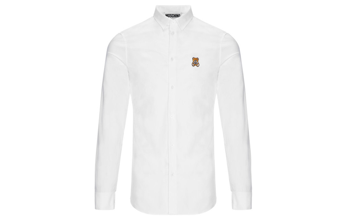 MOSCHINO  White Teddy Bear Embroidered Long Sleeve Shirt A0205-5236-A1001