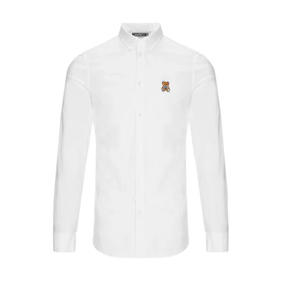 MOSCHINO White Teddy Bear Embroidered Long Sleeve Shirt A0205-5236-A1001