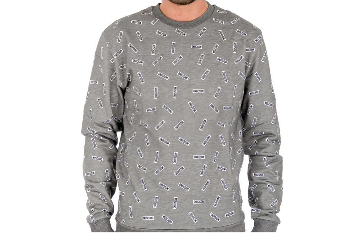 MOSCHINO All-Over Logo Crewneck Sweatshirt Grey () 17058110-1506