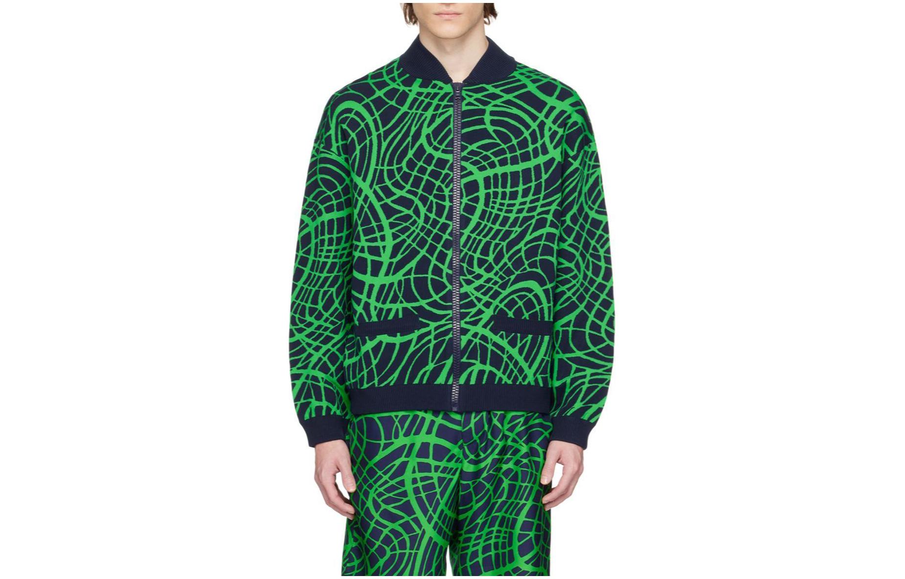 MOSCHINO All-Over Print Baseball Collar Jacket Navy Blue J0908-2006-1290