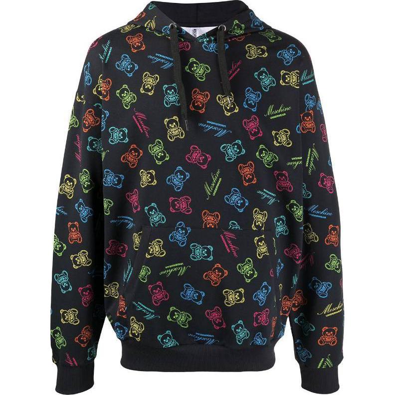 MOSCHINO All-Over Print Black Pullover Hoodie A1709-8109-1555