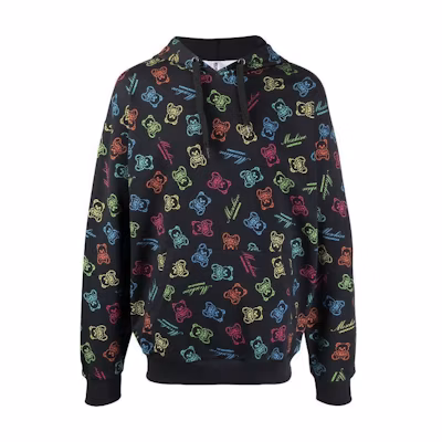 MOSCHINO All-Over Print Black Pullover Hoodie A1709-8109-1555