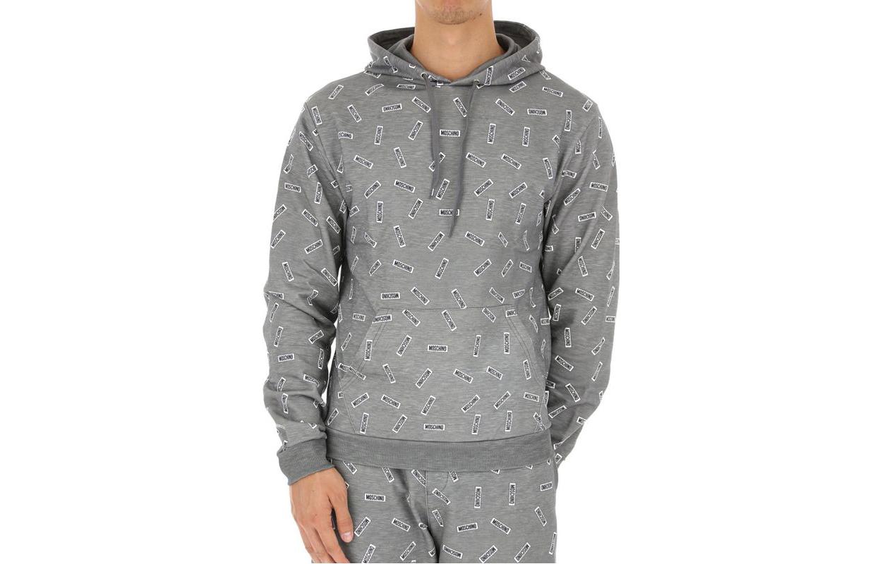 MOSCHINO All-Over Print Hoodie Gray T1714-8110-1506