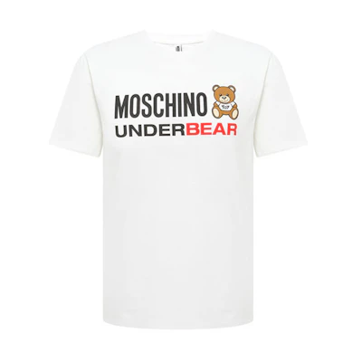 MOSCHINO Alphabet Print Unisex White T-Shirt. A1914-8103-0001