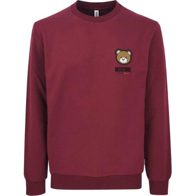MOSCHINO Animal Print Logo Crewneck Sweatshirt Bordeaux Red () A1788-4413-0195