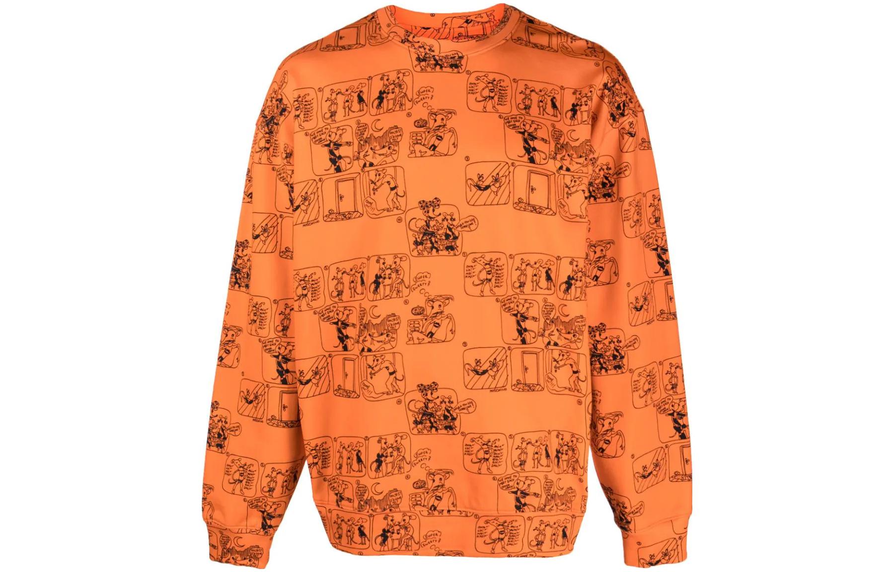 MOSCHINO Anime Print Crewneck Long Sleeve Sweatshirt Men’s Orange A17117027