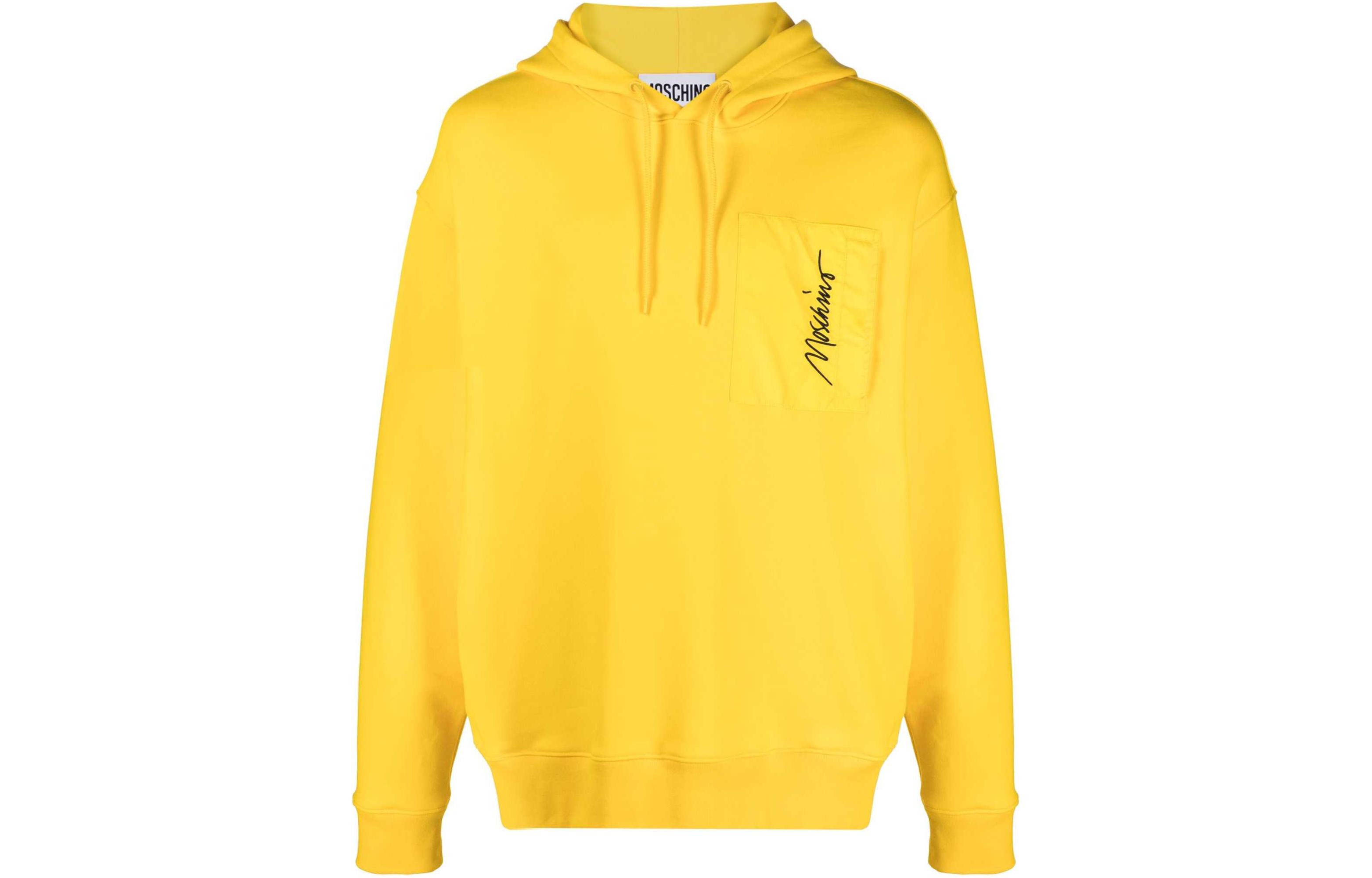 MOSCHINO Banana Yellow Logo Embroidered Cotton Blend Hoodie A17180229-YELLOW