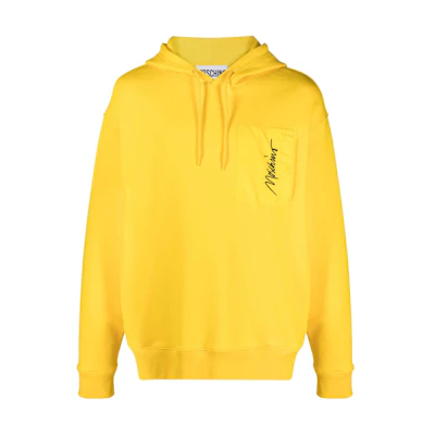 MOSCHINO Banana Yellow Logo Embroidered Cotton Blend Hoodie A17180229-YELLOW