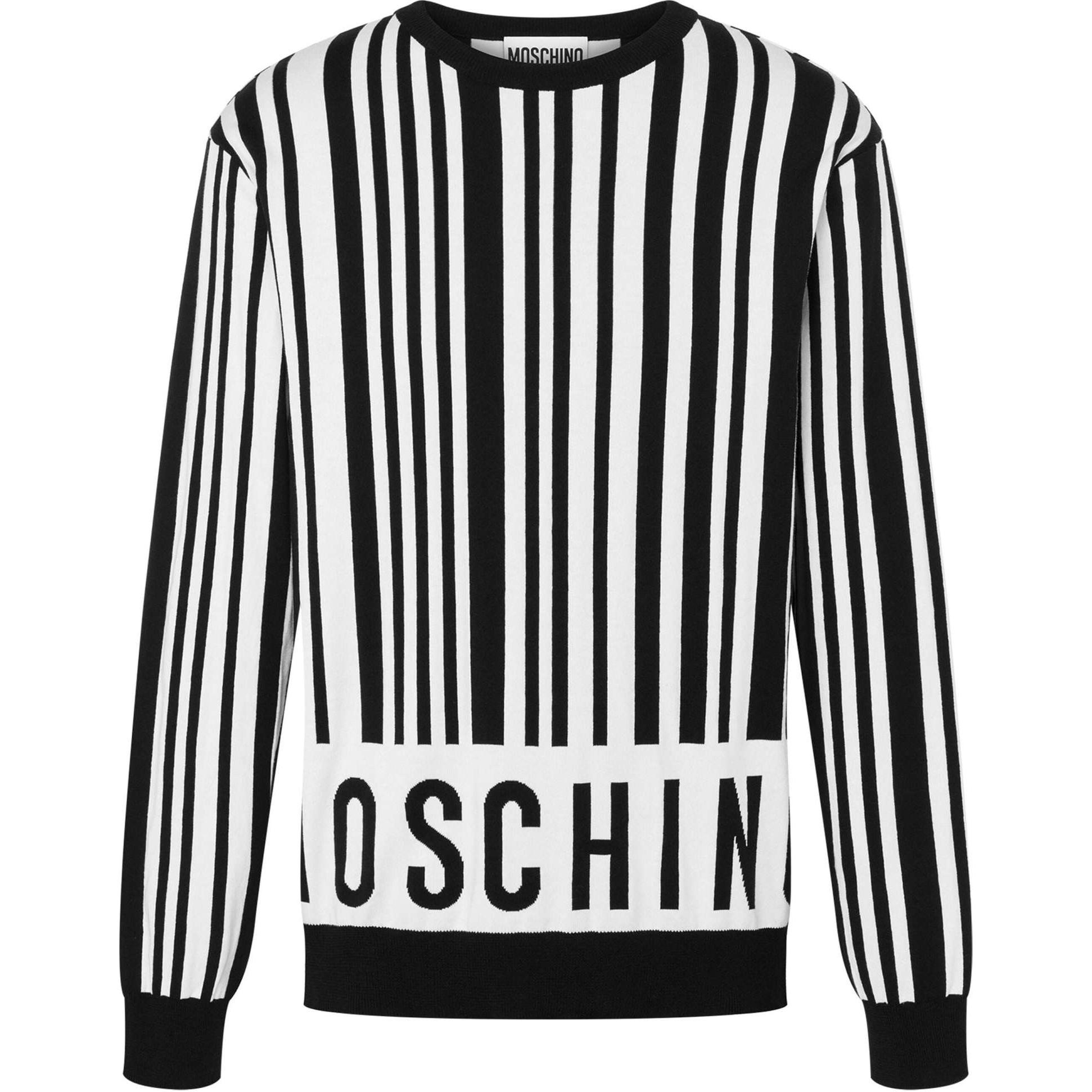 MOSCHINO Barcode Print Crewneck Long Sleeve Sweatshirt Black () J090452011555