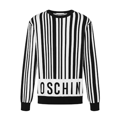 MOSCHINO Barcode Print Crewneck Long Sleeve Sweatshirt Black () J090452011555