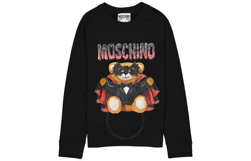MOSCHINO Bat Teddy Bear Graphic Black Sweatshirt Fashion V1719-0227-1555