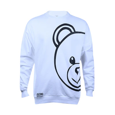 Moschino Bear Cartoon Graphic Cotton Long Sleeve Sweatshirt White Men A1716-8111-0001