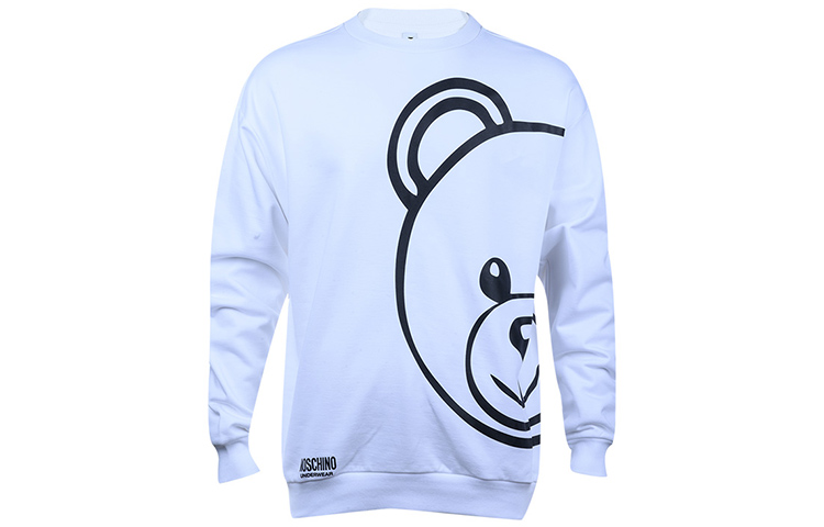 Order Moschino Bear Cartoon Graphic Cotton Long Sleeve Sweatshirt White Men A1716-8111-0001