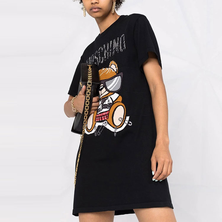 Details for 모스키노 베어 인타르시아 니트 반팔 드레스 블랙. V0491-5501-1555