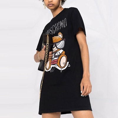 모스키노 베어 인타르시아 니트 반팔 드레스 블랙. V0491-5501-1555 Details for 모스키노 베어 인타르시아 니트 반팔 드레스 블랙. V0491-5501-1555