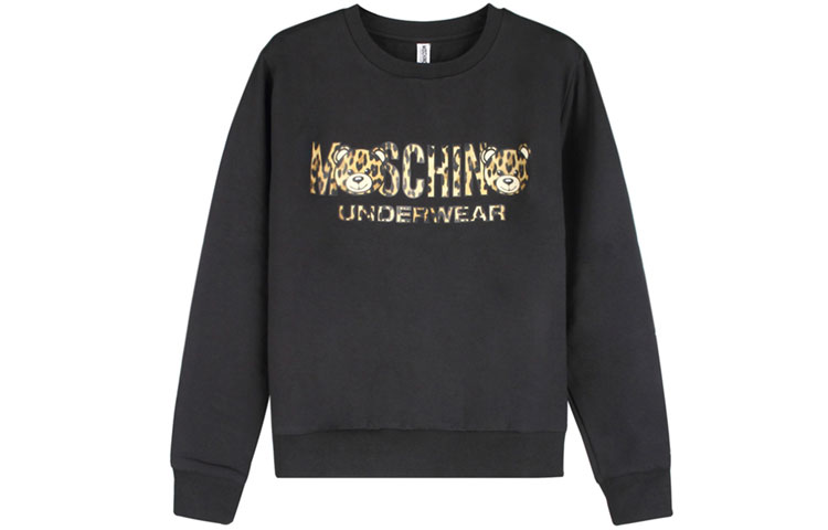 Moschino Bear Leopard Print Cotton Crewneck Sweatshirt Unisex 1T170-78129-0555