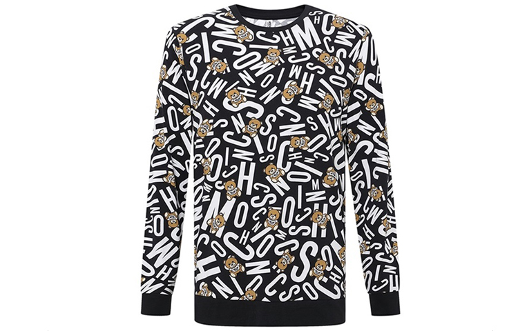 Order Moschino Bear Letter Print Cotton Crewneck Sweatshirt Black - A1810-8104-1555