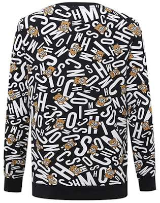 Moschino Bear Letter Print Cotton Crewneck Sweatshirt Black - A1810-8104-1555 Lookbook Moschino Bear Letter Print Cotton Crewneck Sweatshirt Black - A1810-8104-1555