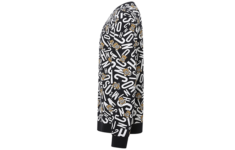 Shop Moschino Bear Letter Print Cotton Crewneck Sweatshirt Black - A1810-8104-1555