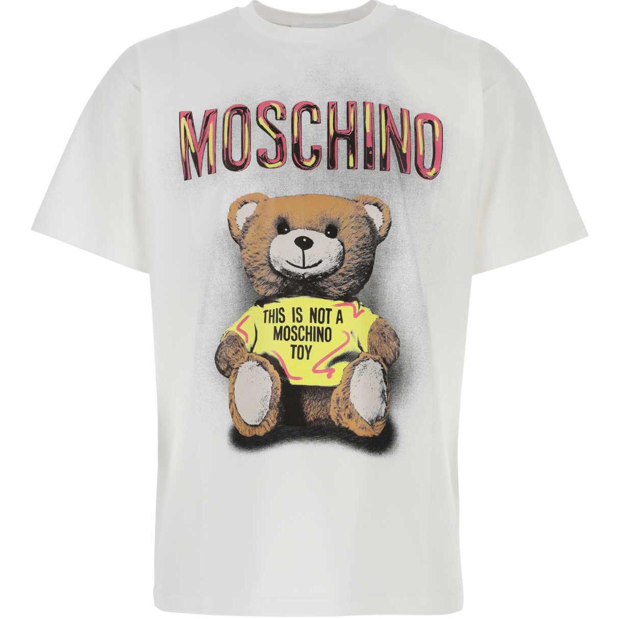 MOSCHINO Bear Logo Crewneck Short Sleeve T-Shirt White Men’s Fashion Tee 231ZZV07260241-1001