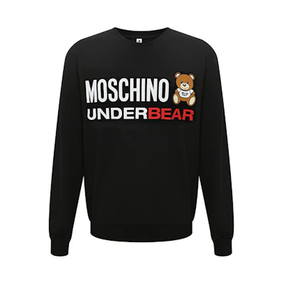 Moschino Bear Logo Print Black Pullover Sweatshirt Casualwear 1-A1701-8112-0555