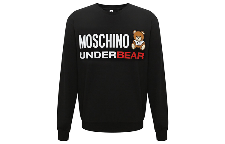 Order Moschino Bear Logo Print Black Pullover Sweatshirt Casualwear 1-A1701-8112-0555